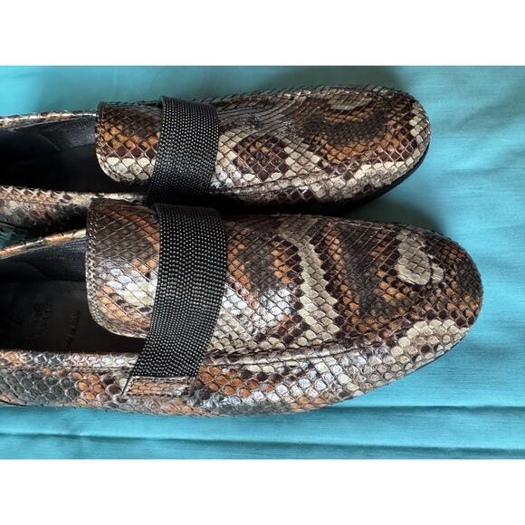 Brunello Cucinelli Python Loafers with Monili Strap, Women's size 38 - Picture 8 of 11